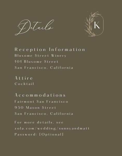 Eyota | Dark Khaki | Zola Wedding Enclosure Cards