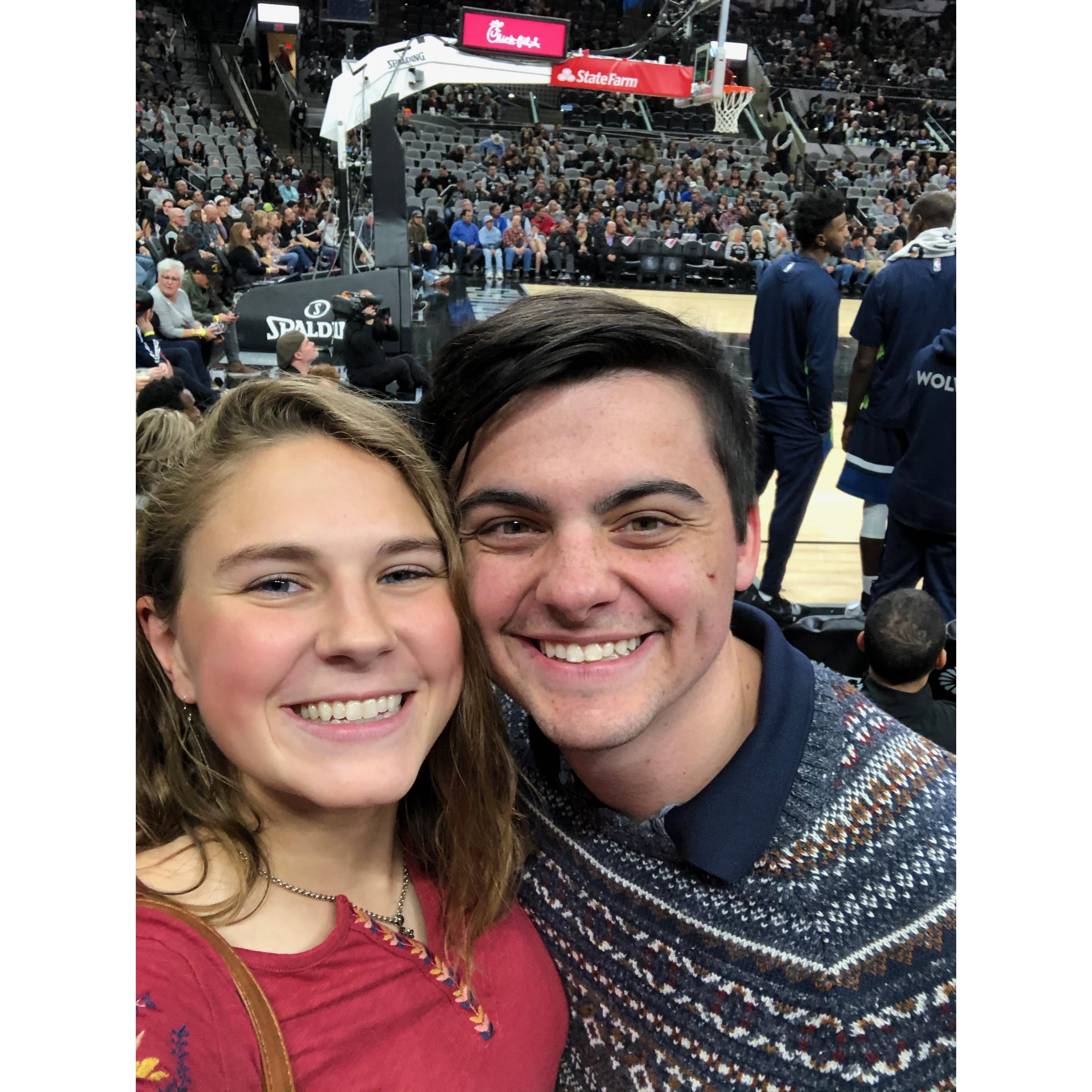 For Alex's 21st birthday, I got us tickets to a Spurs game - we were right behind the visitors bench!