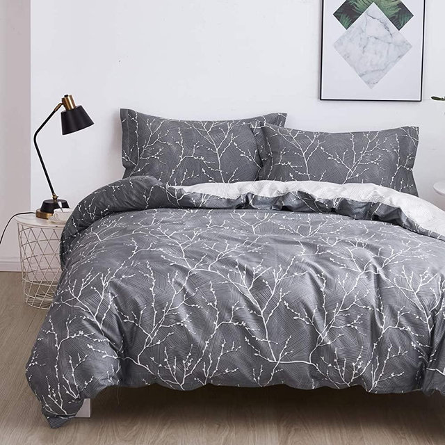 OAITE Duvet Cover Set, 100% Cotton Duvet Cover, Ultra Soft and Easy Care, Bedding King Size Set, 3-Piece Duvet Cover Set Includes 2 Pillow Shams (Branch, King)