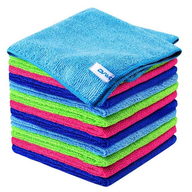 12Pcs Premium Microfiber Cleaning Cloth by ovwo - Highly Absorbent, Lint Free, Scratch Free, Reusable Cleaning Supplies - for Kitchen Towels, Dish Cloths, Dust Rag, Cleaning Rags in Household Cleaning