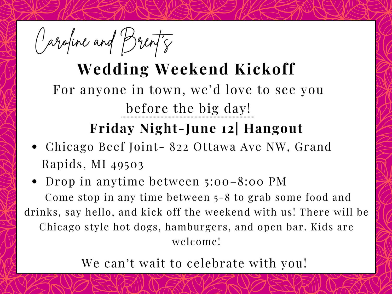 The Wedding Website of Caroline Geist and Brent Showerman