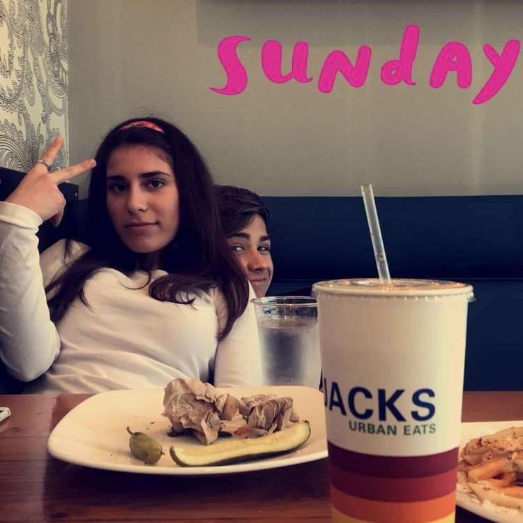 One of the first pictures of us, restaurant we still go to today after Sunday church