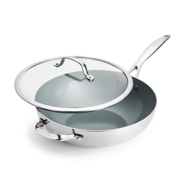 GreenPan 12" Valencia Pro Stainless Steel Wok with Lid