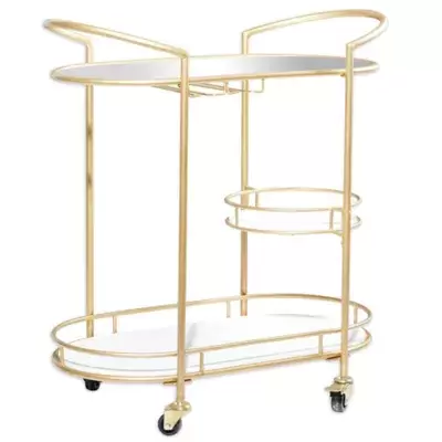 Ridge Road Décor Metal Contemporary Bar Cart in Gold