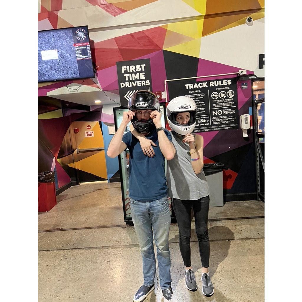At the go cart track