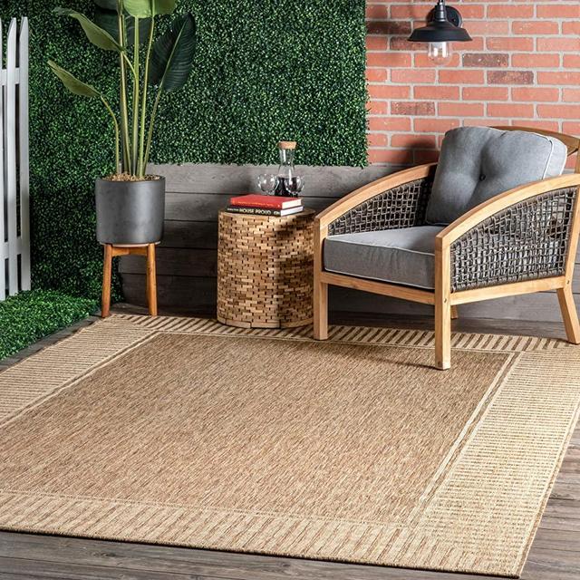 nuLOOM Asha Simple Border Indoor/Outdoor Area Rug, 5' x 8', Light Brown