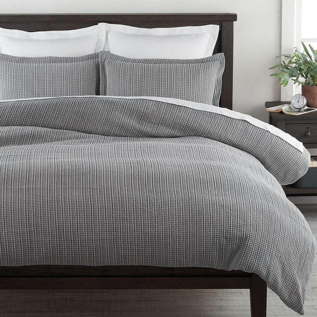 Honeycomb Cotton Duvet Cover, King/Cal. King, Gray