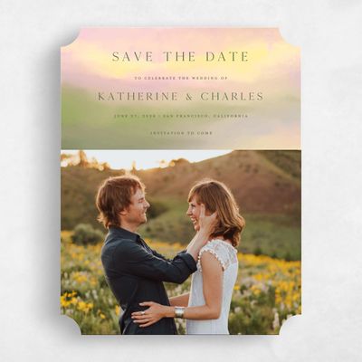 Green Ticket Wedding Save the Date - Highland Photo