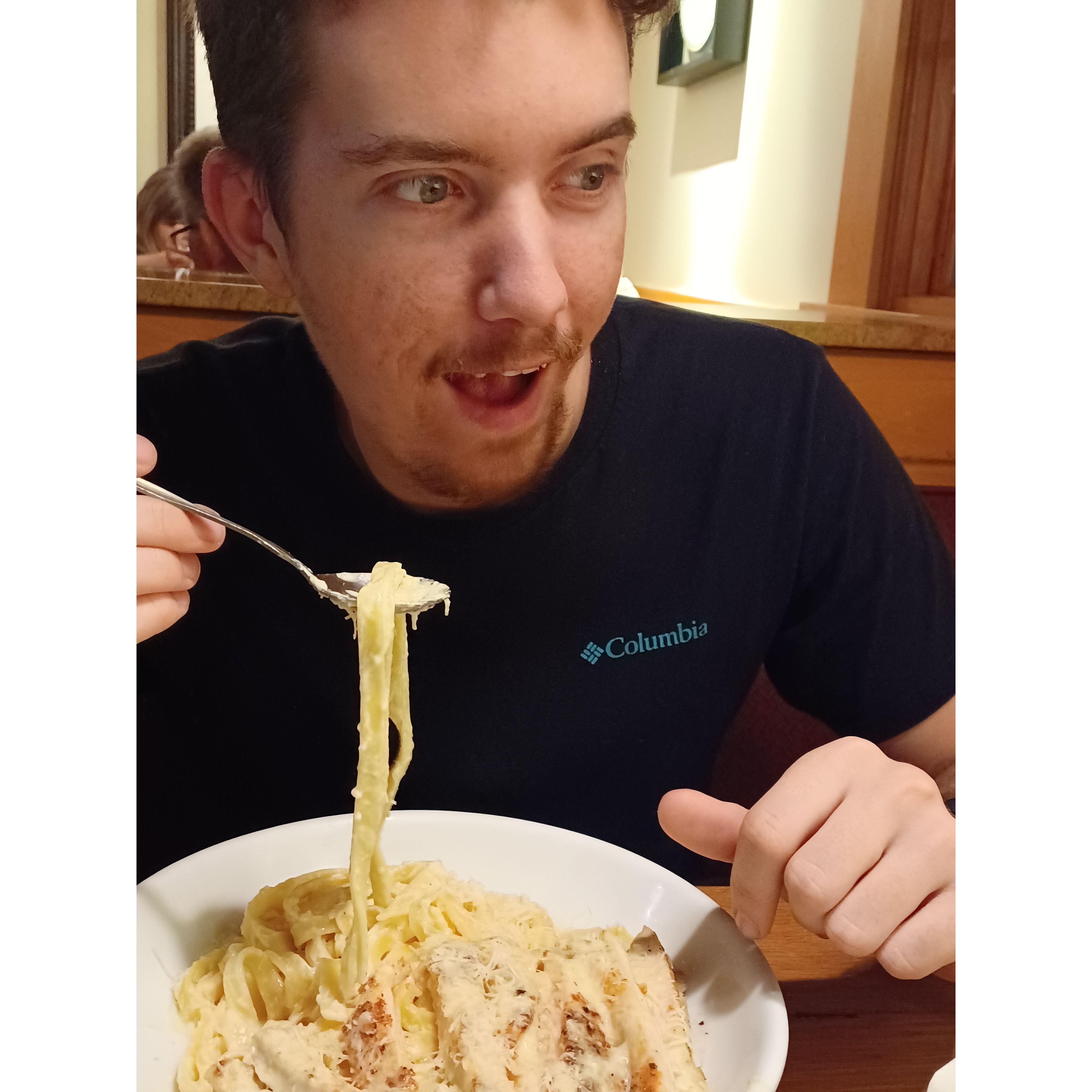 Eric just loves pasta sometimes.