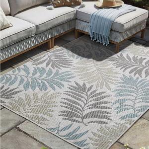 allen + roth with STAINMASTER Neutral Fern 5 x 7 (ft) Loomed Polypropylene Neutral Rectangular Outdoor Area rug