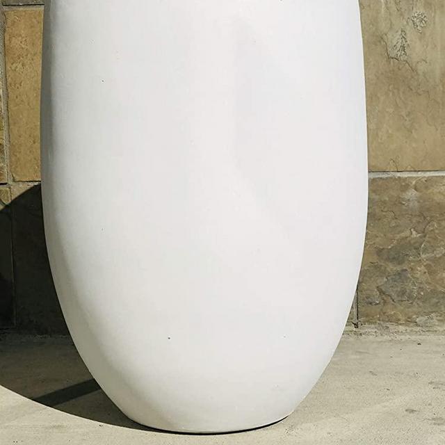 Kante RC0066A-C80011 Lightweight Concrete Outdoor Round Bowl Planter, 21.7 Inch Tall, Pure White