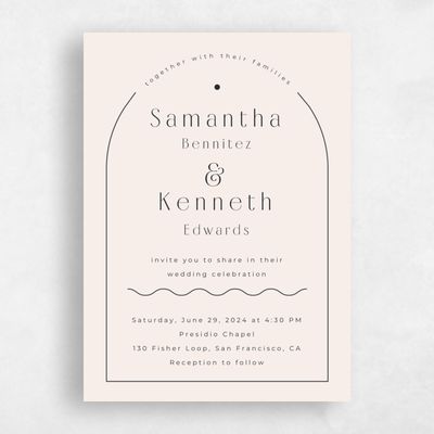 Linen, Beige Wedding Invitation - Suzi Portrait