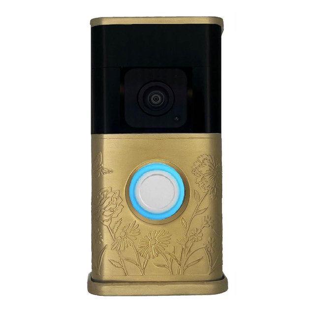 Garden Video Doorbell Cover (Compatible with Ring 3, 3 Plus, 4, Battery Plus, and Battery Pro) (Brass)
