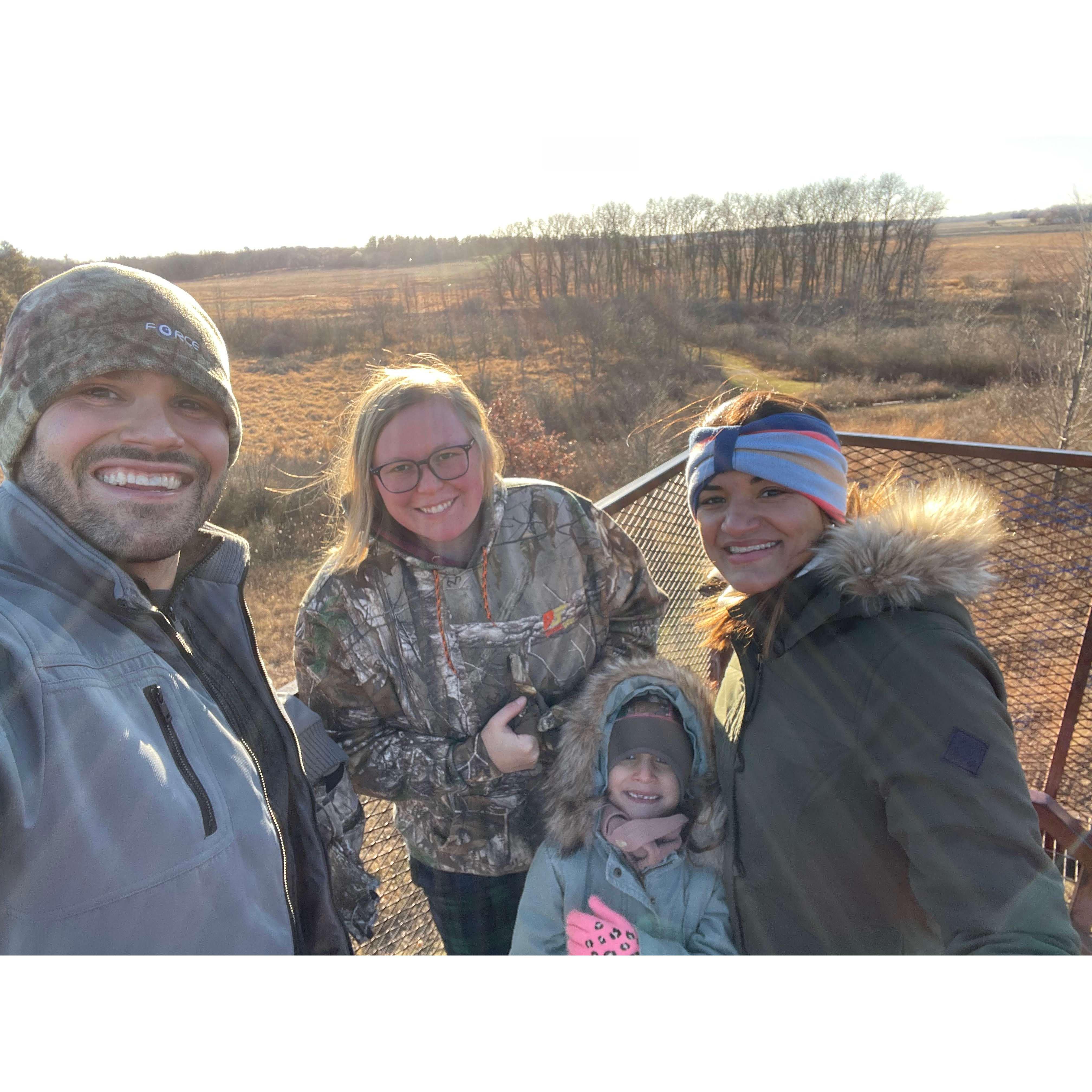 Hiking at the Nature Center in Austin MN during our Thanksgiving trip in 2021.