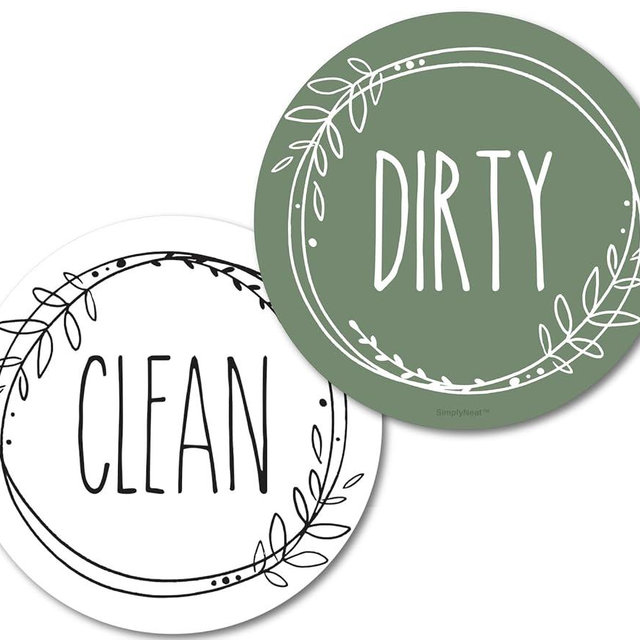 Dishwasher Magnet Clean Dirty Sign, Double-Sided Clean/Dirty for Stainless Steel Dishwashers, White & Green Magnetic Home and Kitchen Gadgets