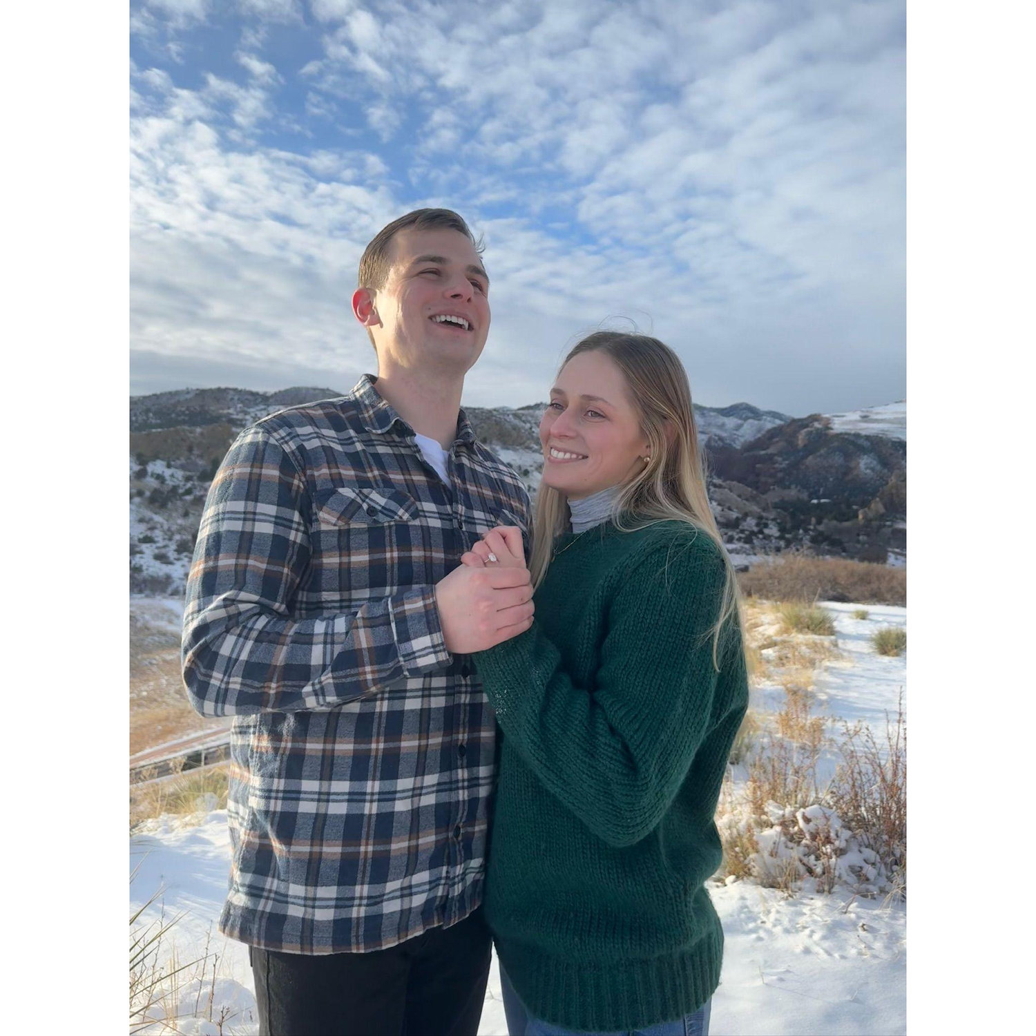 The beautiful snowy scene of our engagement!
