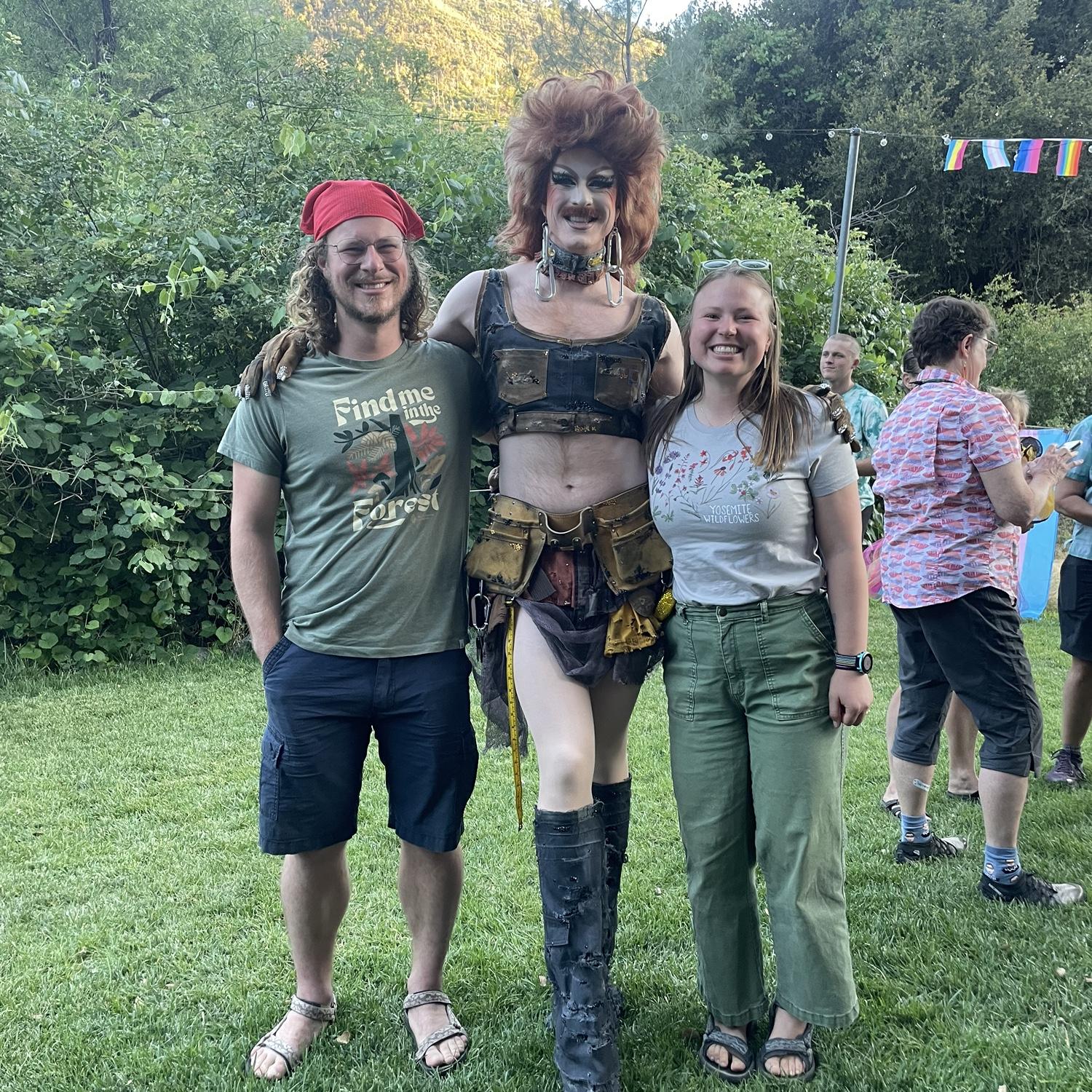 Meeting drag queen Pattie Gonia and Yosemite pride! It was an EXCELLENT Yosemite Pride show! She is quite the icon for environmental justice and queer liberation!