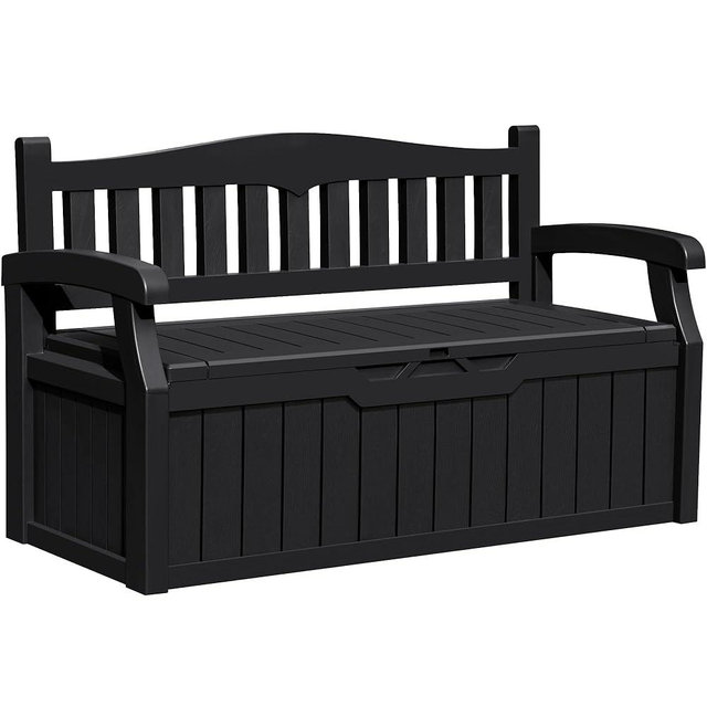 Greesum 80 Gallon Outdoor Storage Bench, Weather-Resistant Deck Box, Patio Furniture Bench for Backyard, Garden, Porch, Large Capacity Seat for Pillows Cushions Patio Accessories, Dark Black