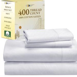 California Design Cotton Sheets Set, Pinstriped