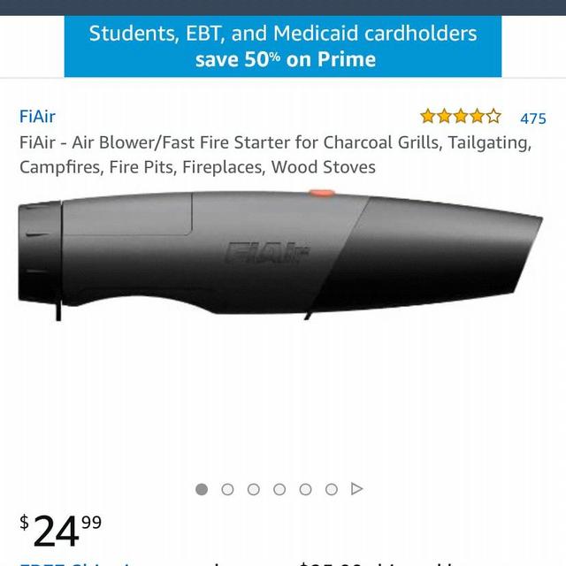 FiAir — Air Blower/Fast Fire Starter for Charcoal Grills, Fireplaces, Campfires