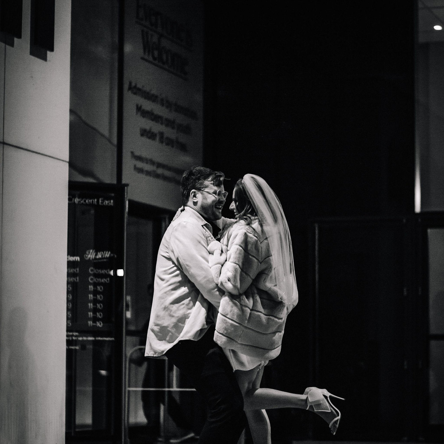 We did a Save the Date Photoshoot at the Remai with Cherish the Moment Photography, and this is one of our favourites!