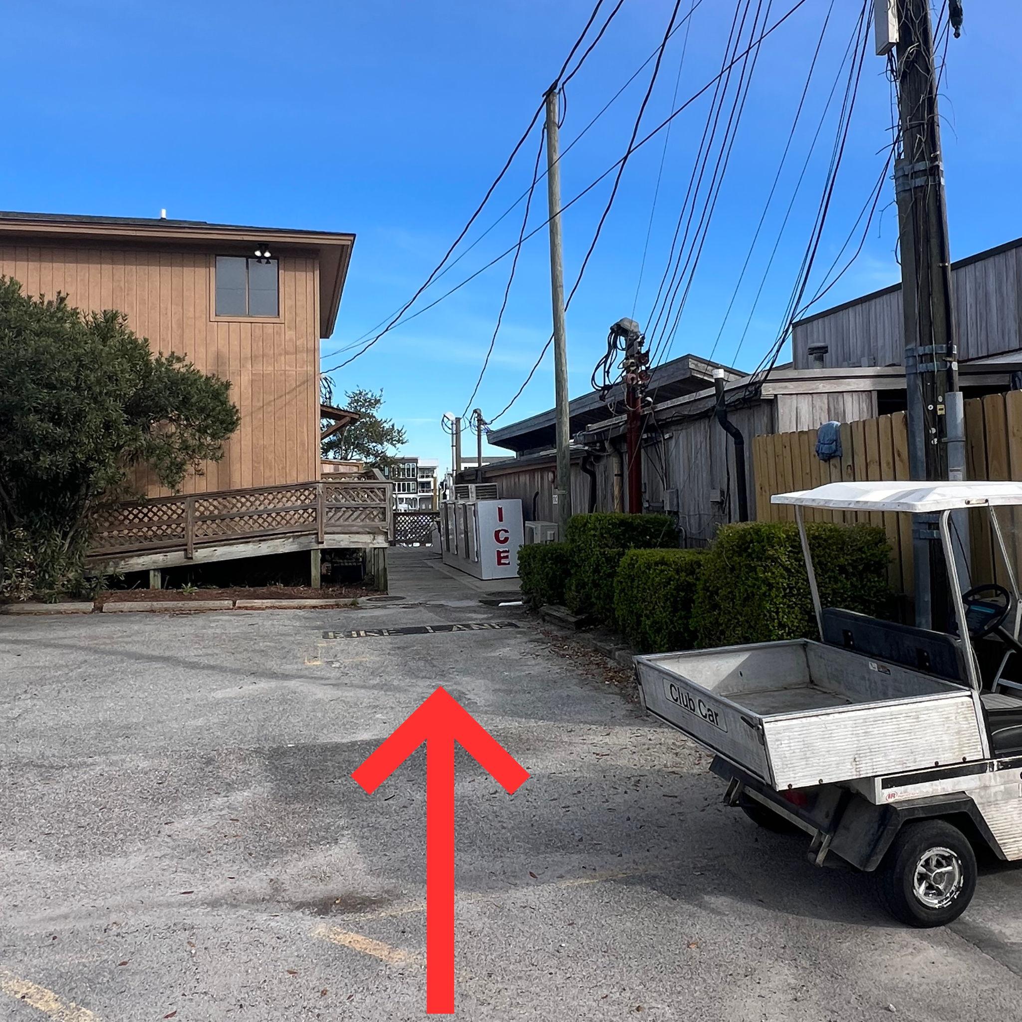 When you arrive there is a walkway between the marina building and restaurant building that takes you right to the dock