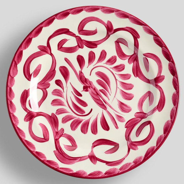 Puebla Outdoor Melamine Dinner Plates, Set of 4 - Pink
