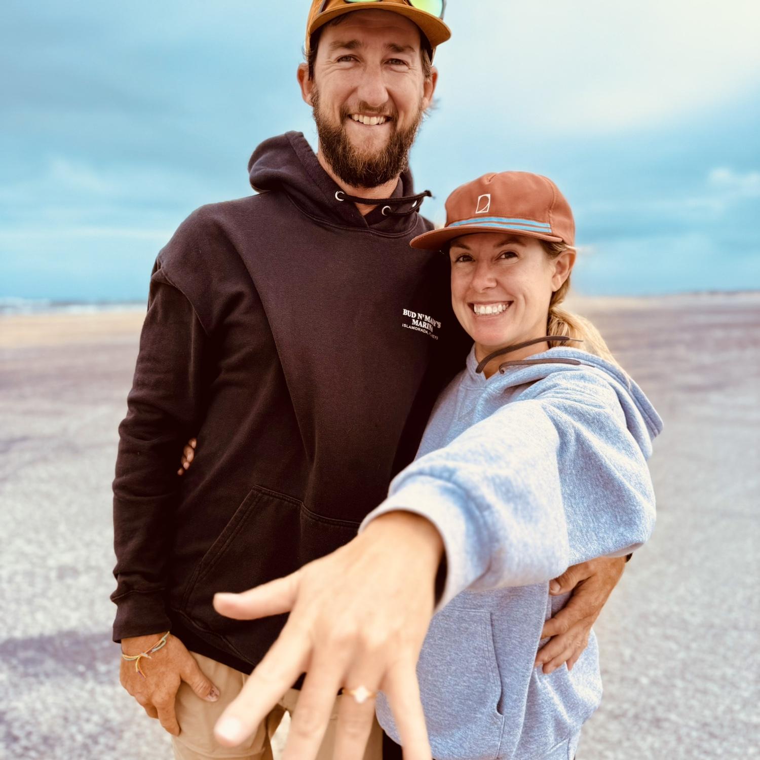 Kyle asked me to marry him on Cape Lookout national seashore while looking for shells. I had absolutely NO idea and Lela was right there with us. It was a perfect moment we will never forget.