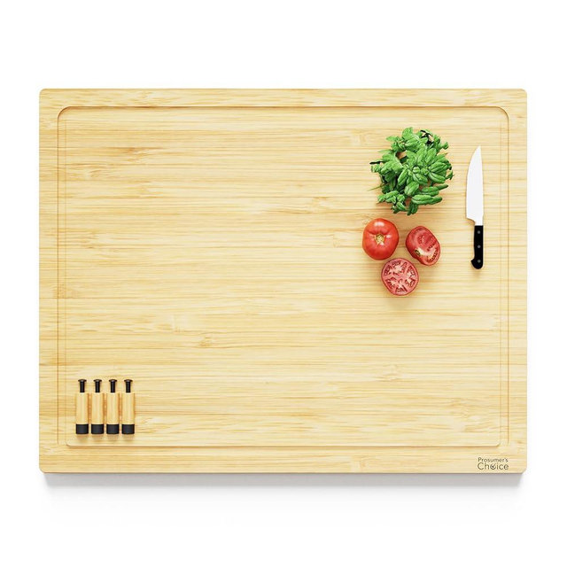 Prosumer's Choice Stovetop Cover Bamboo Cutting Board | Premium, Sustainable, Expands Kitchen Space, Easy to Clean - with Adjustable Legs and Juice Grooves - Large, bamboo work surface