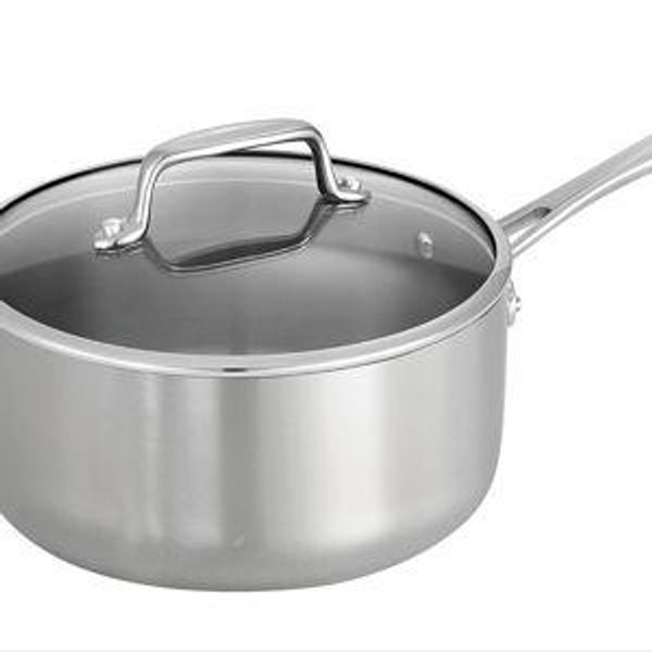 Tramontina Tri-Ply Clad Stainless Steel 3-Quart Sauce Pan with Glass Lid, Induction-Ready, Dishwasher-Safe, NSF-Certified