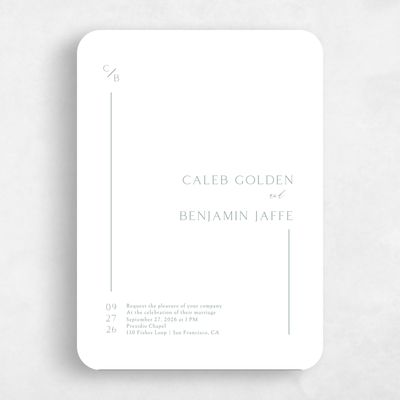 White Rounded Wedding Invitation - Merick Portrait