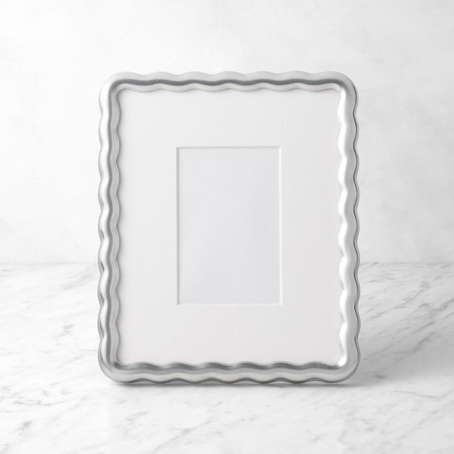 Aerin Wave Gallery Frame, 4" x 6", Silver Leaf
