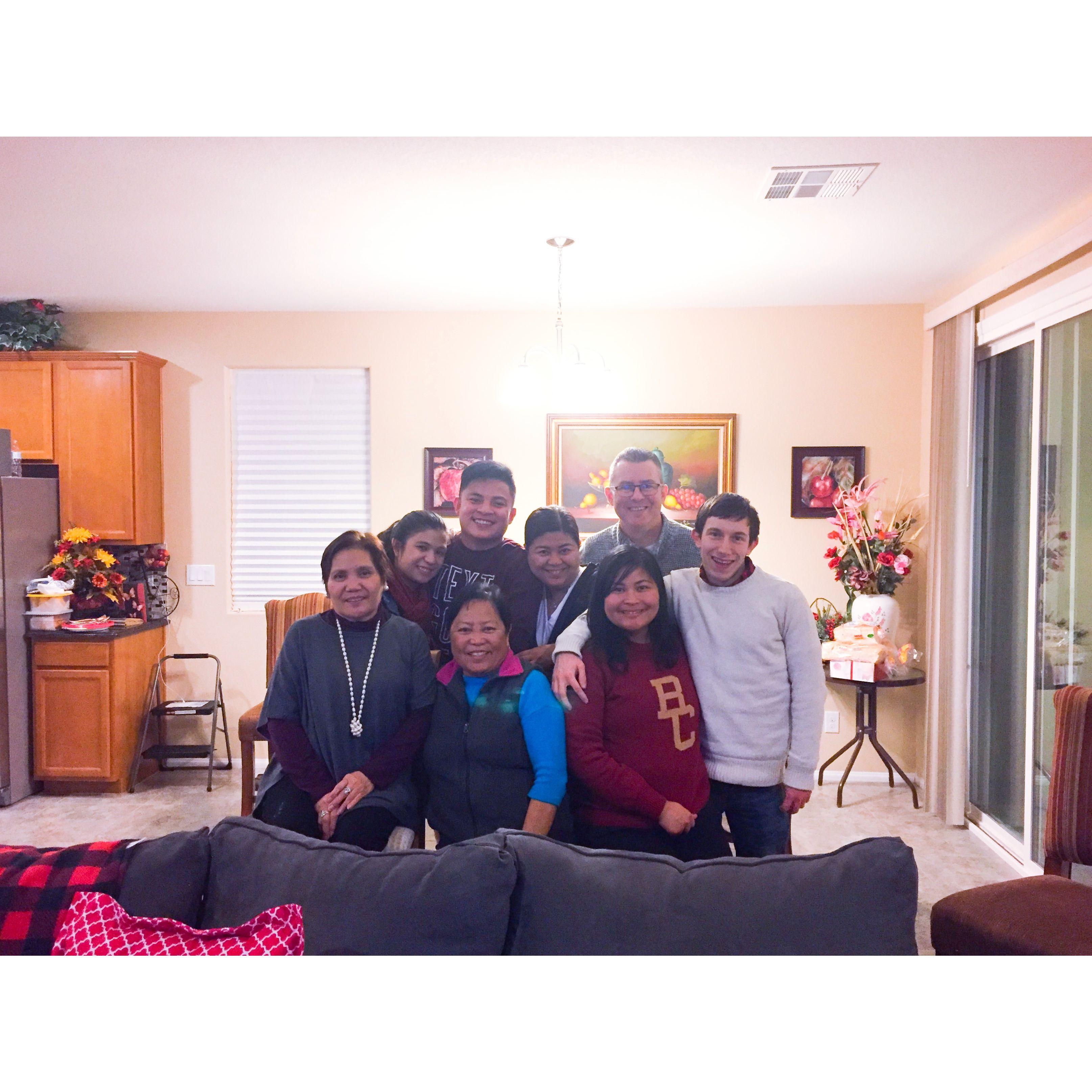 Sean with Eunice's family.