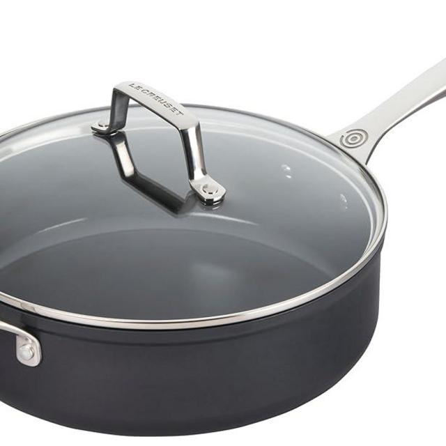 Le Creuset Essential Non-stick Ceramic Sauté Pan with Glass Lid, 4 ¼ qt.
