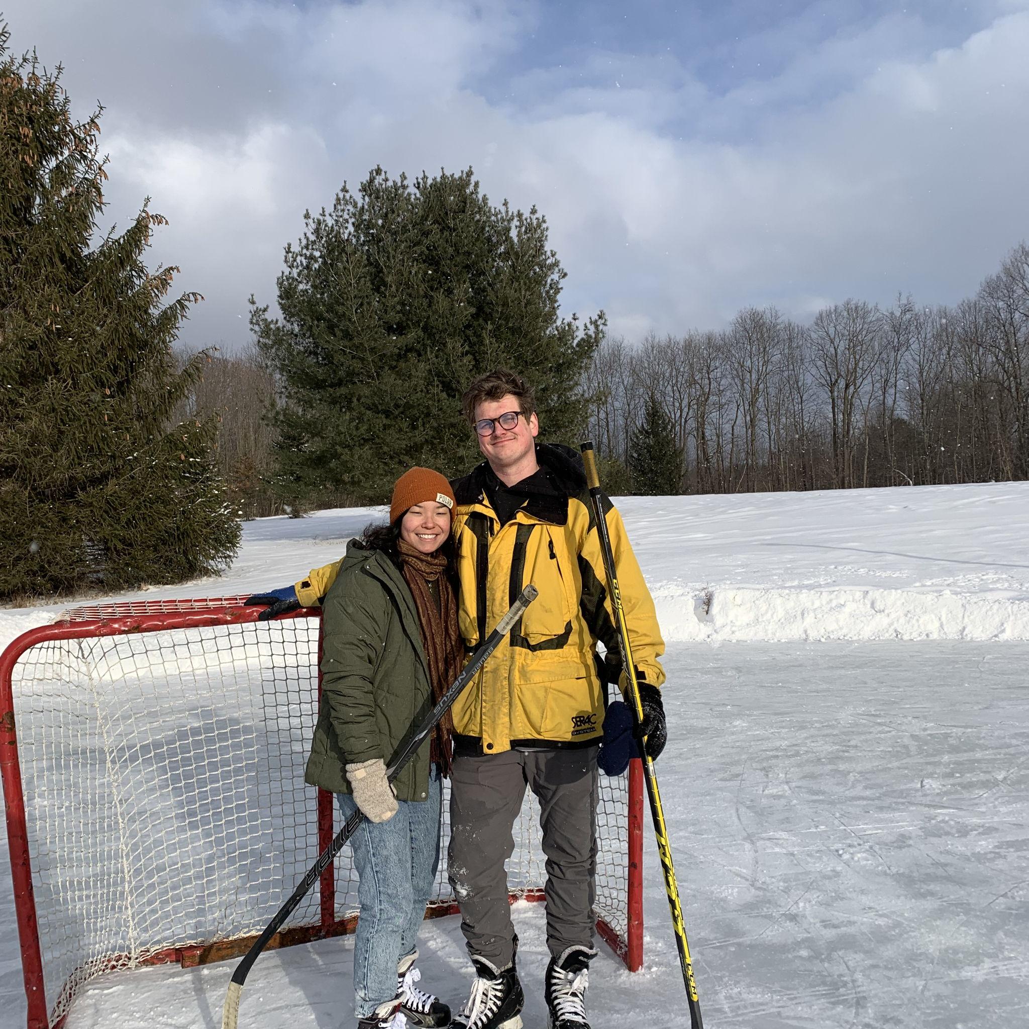 Mike showed off his ice skating skills on Alex's birthday.