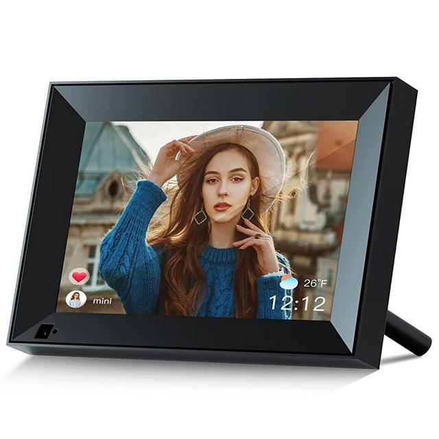 Digital Photo Frame 10.1 Inch WiFi Digital Picture Frame IPS HD Touch Screen Smart Cloud Photo Frame with 8GB Storage, Auto-Rotate, Easy Setup to Share Photos or Videos Remotely via AiMOR APP (Black)