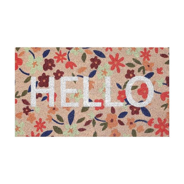 Folkulture Hello Door Mat Outdoor, Eco Friendly Hello Mats for Front Door, 28" x 16" Inch Welcome Matt or Doormat for Home Entrance, Durable & Anti Slip Coir Door Mats or Hello Rug (Hello)
