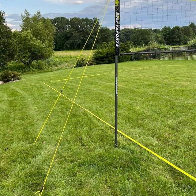 LFYSPORTS Portable Volleyball Net Set Outdoor, Professional Volleyball Set with Adjustable Height Poles, Scoring Marker, Boundary Line, with Pump and Carrying Bag for Backyard Beach