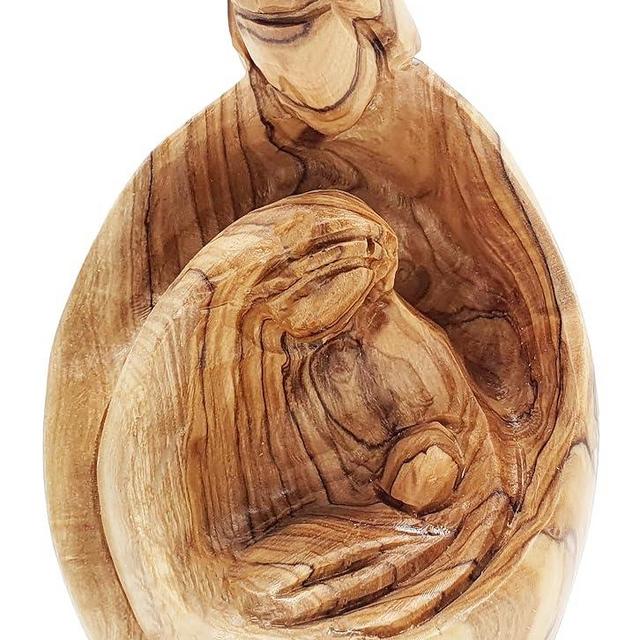 Zuluf Holy Family Hand-Carved Wood Statue, Mary, Joseph & Baby Jesus, 4.3x3.1x2.3 Inch, Religious Art Sculpture for Home & Church Décor