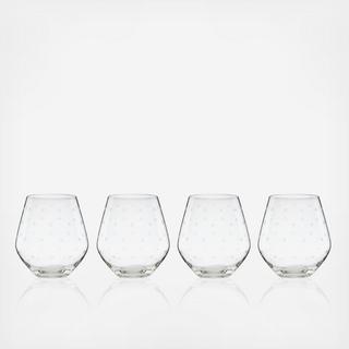 Larabee Dot Stemless Red Wine Glass, Set of 4