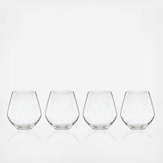 Larabee Dot Stemless Red Wine Glass, Set of 4