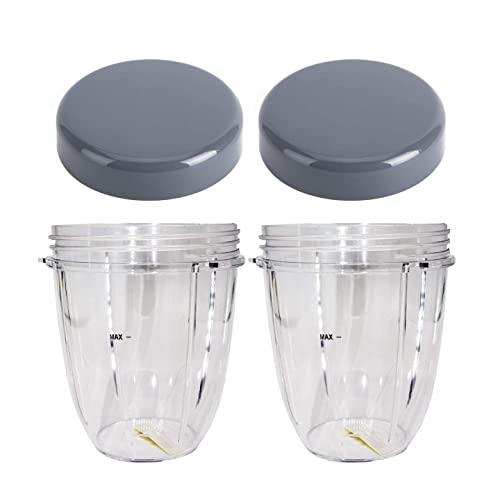 Flip Top To Go Lid with 18oz Cup Compatible with Nutribullet 600W 900W Blender Juicer (2Pack)
