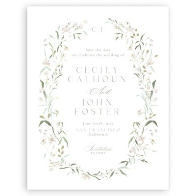 White Wedding Digital Save the Date - Tansy Portrait