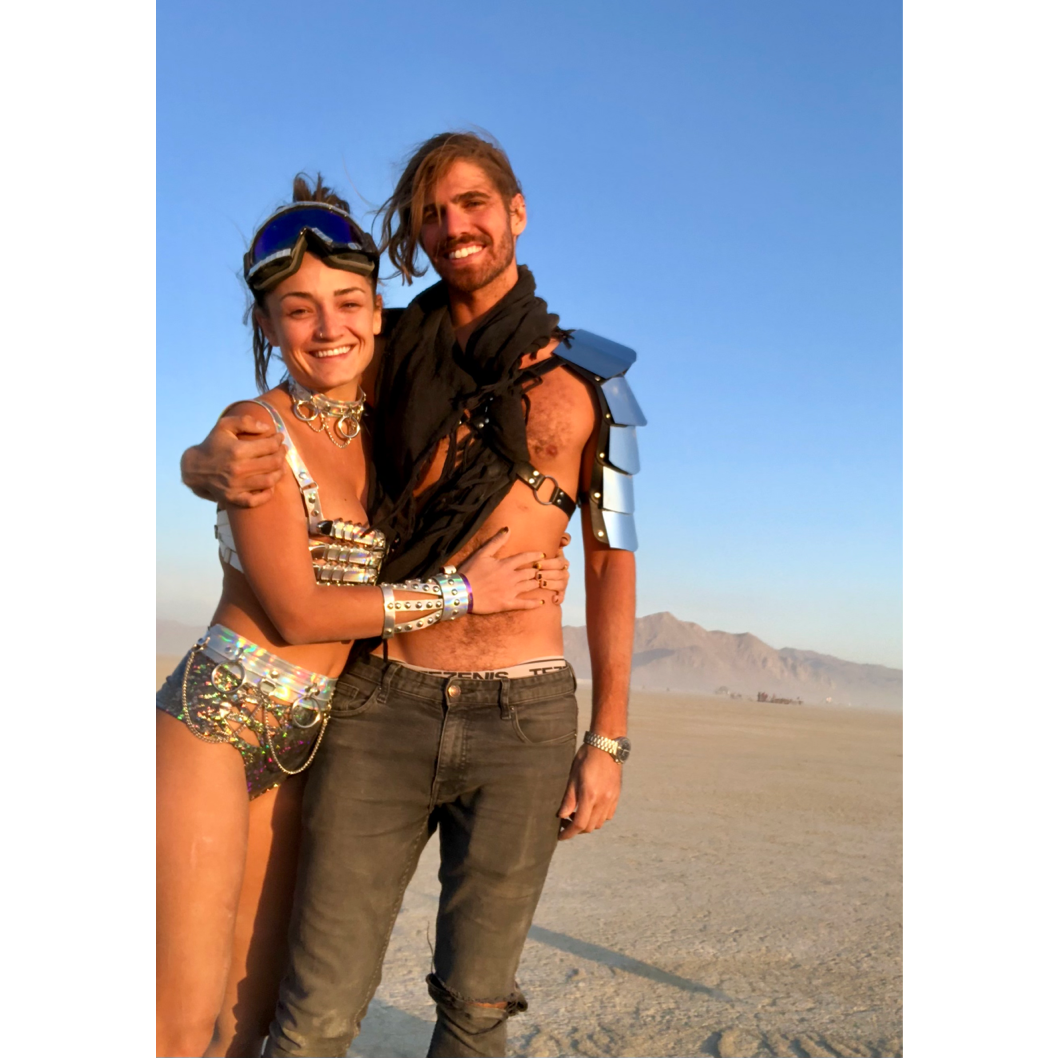All teared up, moments after the proposal at Burning Man