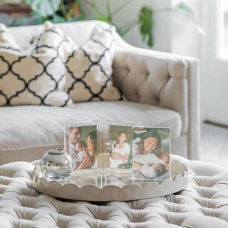 Large Round Lacquer Scalloped Tray