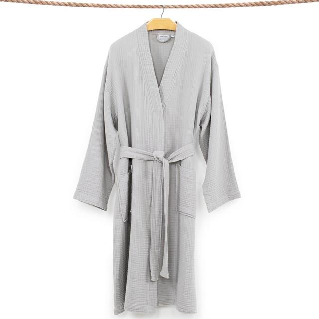 L/XL Smyrna Hotel Spa Luxury Robe Gray - Linum Home Textiles