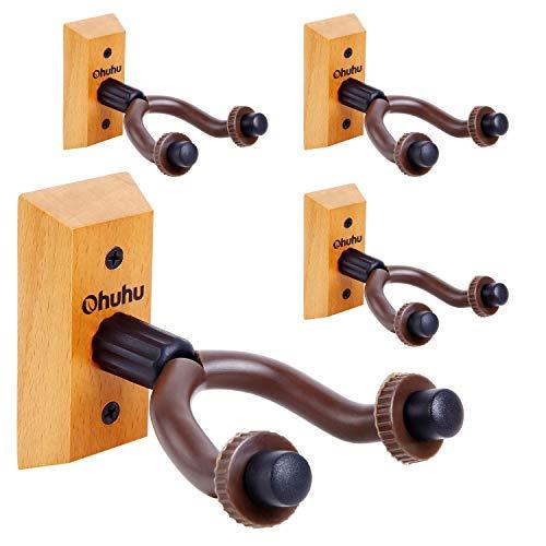 Guitar Wall Mount Hanger 4-Pack, Ohuhu Guitar Hanger Wall Hook Holder Stand for Bass Electric Acoustic Guitar Ukulele