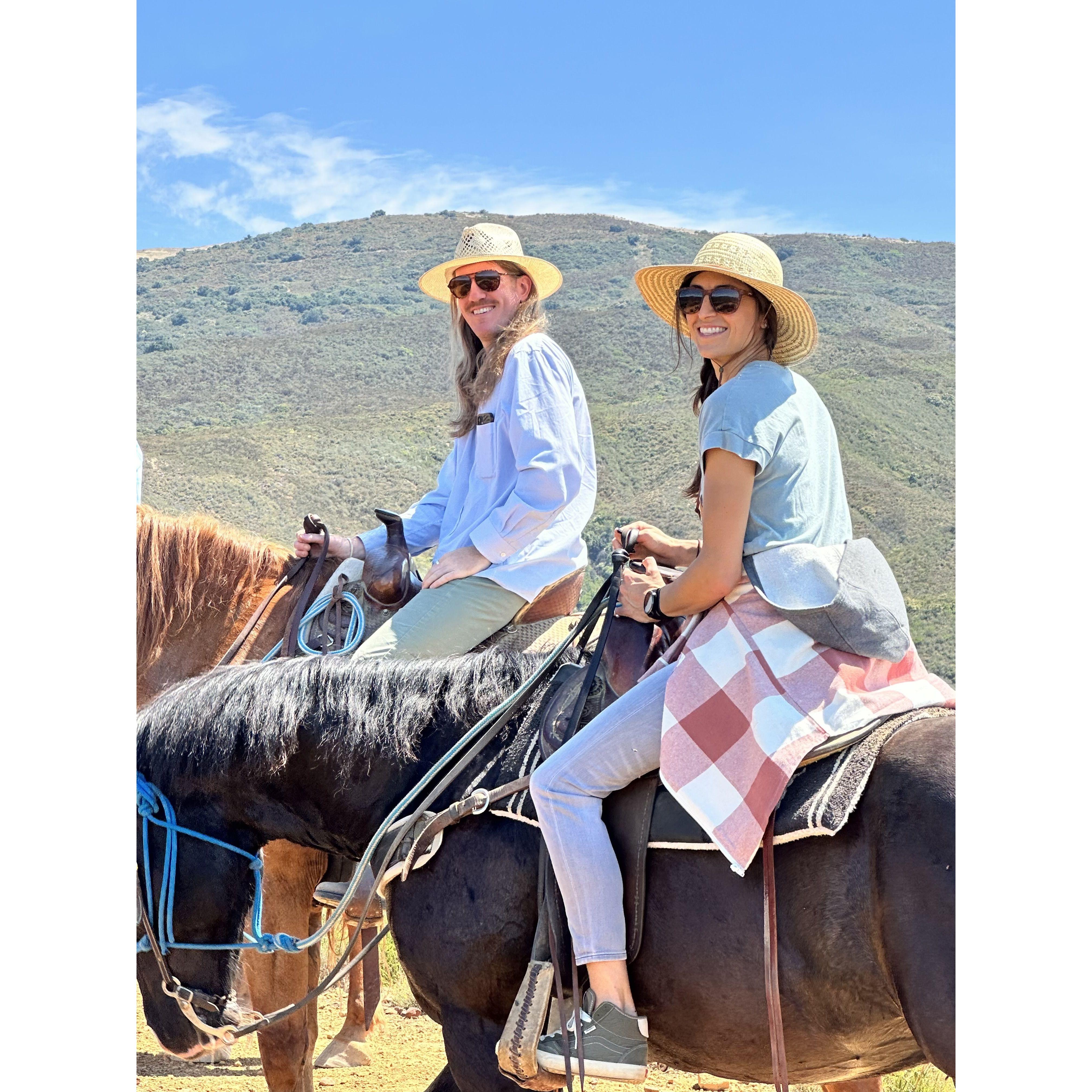 More horse back riding. John's horse was very naughty.