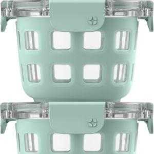 2-Pack 2 Cup Reusable Glass Container Jar with Leak Proof Lids