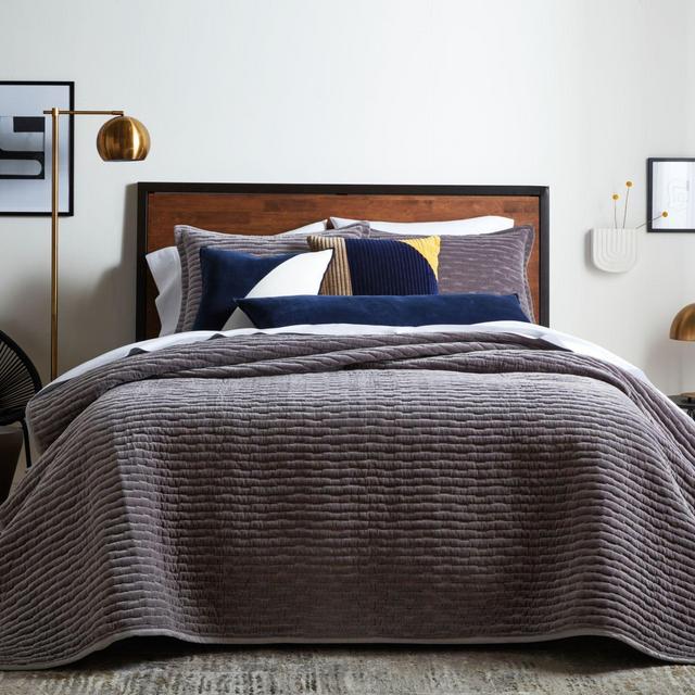Studio 3B™ Cotton Velvet 3-Piece King Quilt Set in Charcoal